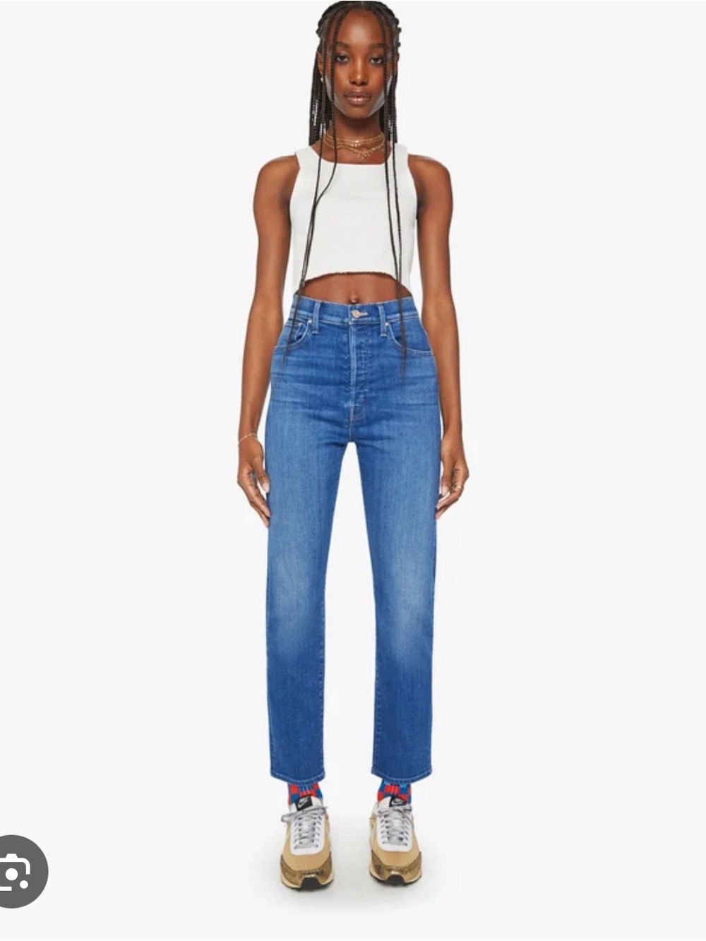 MOTHER high waisted hover denim in across the finish line